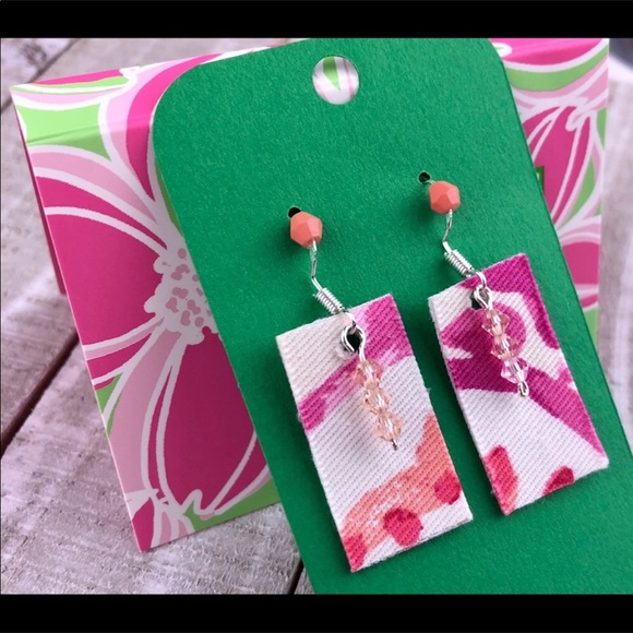 NWT 2PAIR SET Earrings Glass Beaded Fabric Dangle - Picture 7 of 10